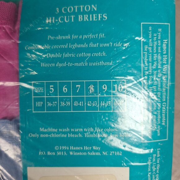 Vintage Hanes Her Way Cotton Hi-Cut Briefs Size 9 ComfortSoft 3-Pack NEW - Picture 5 of 5